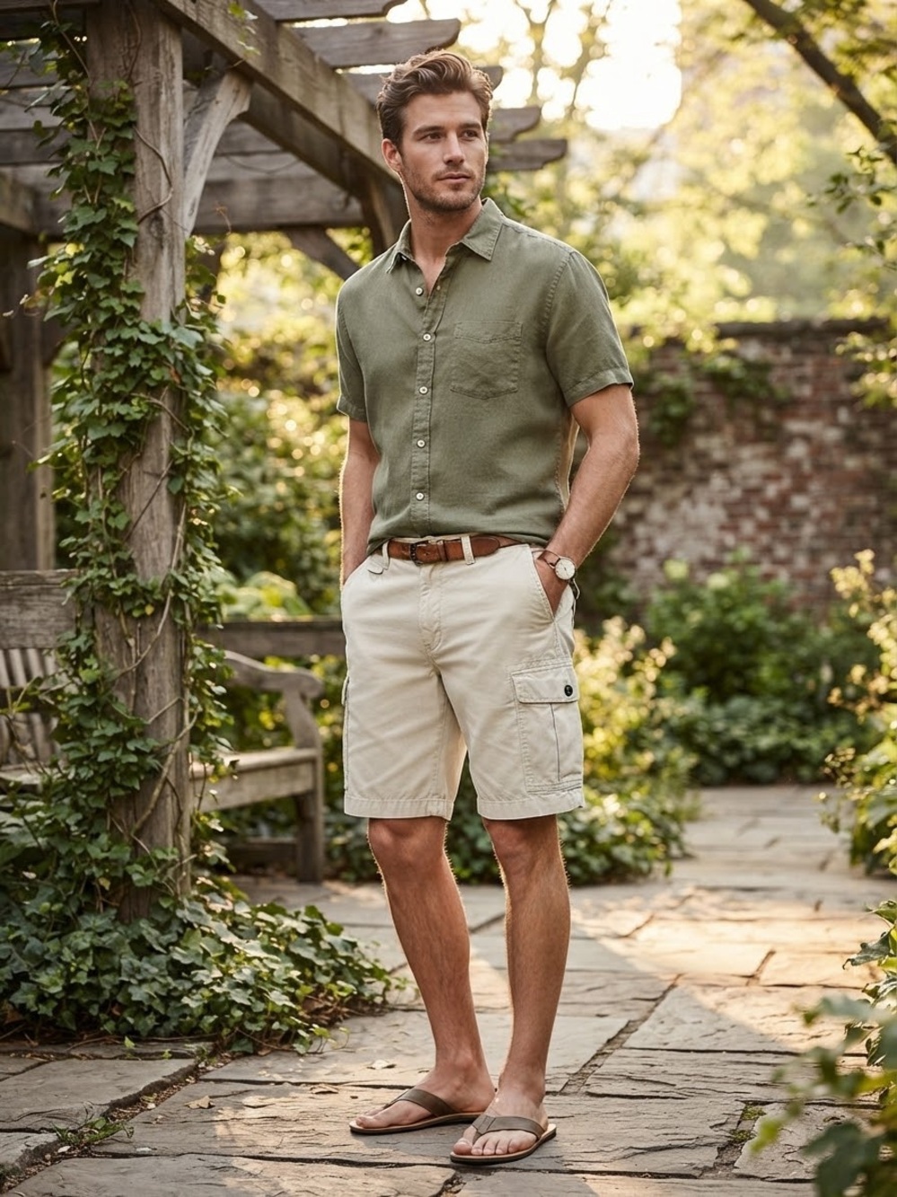Chaps Men’s Cream Cargo Shorts